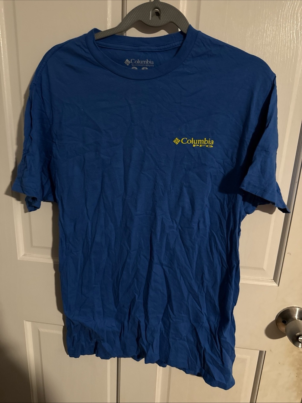 Columbia Men's Short Sleeve Tee in Royal Blue with Yellow Logo